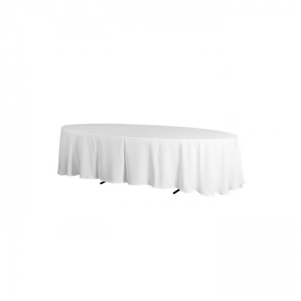 Tischdecke weiß oval 460 für x / | 320x115x74 12 Personen cm Ellipse Tischdecken (L/B/H), für Banketttisch cm Servietten 235 | Mietwäsche