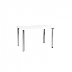 Konferenztisch, weiß 120 x 80 x 72 cm, mit 4 Chromfüßen