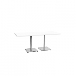 Banketttisch Double Base, weiß 180 x 68 x 76 cm (B/T/H), Gestell: Edelstahl verchromt, mit 2 Füßen (eckige Bodenplatte), nicht outdoor geeignet