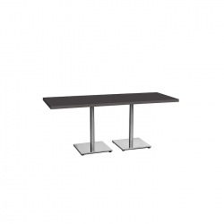 Banketttisch Double Base, schwarz 180 x 68 x 76 cm (B/T/H), Gestell: Edelstahl verchromt, mit 2 Füßen (eckige Bodenplatte), nicht outdoor geeignet